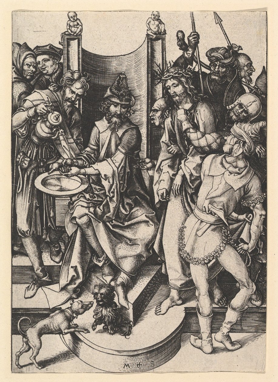 Ellerini Yıkanan Pilatus, ca. 1435-1491. by Martin Schongauer