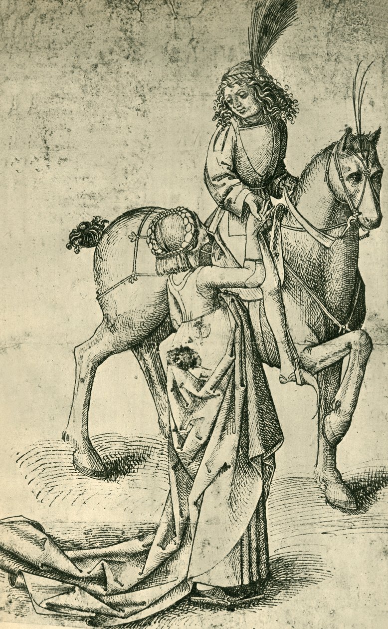 Binici ve kadın, c1480, 1943. by Martin Schongauer