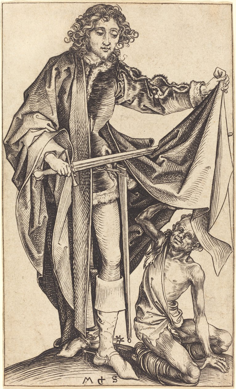 Aziz Martin Pelerinini Bölüyor by Martin Schongauer
