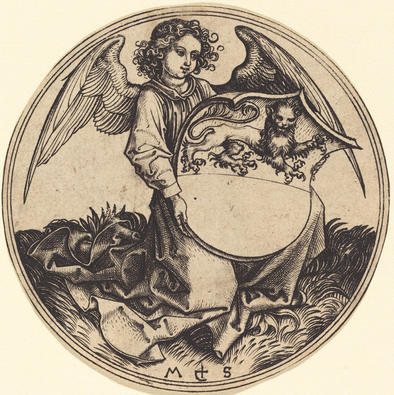 Angel tarafından düzenlenen Aslan ile Kalkan by Martin Schongauer