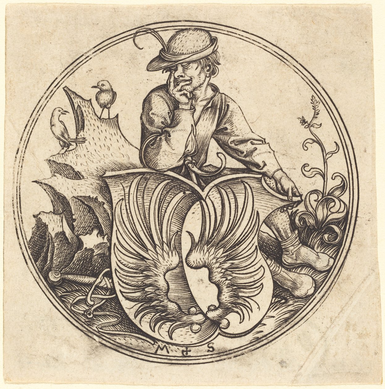 Köylü Tarafından Tutulan Kanatlı Kalkan by Martin Schongauer