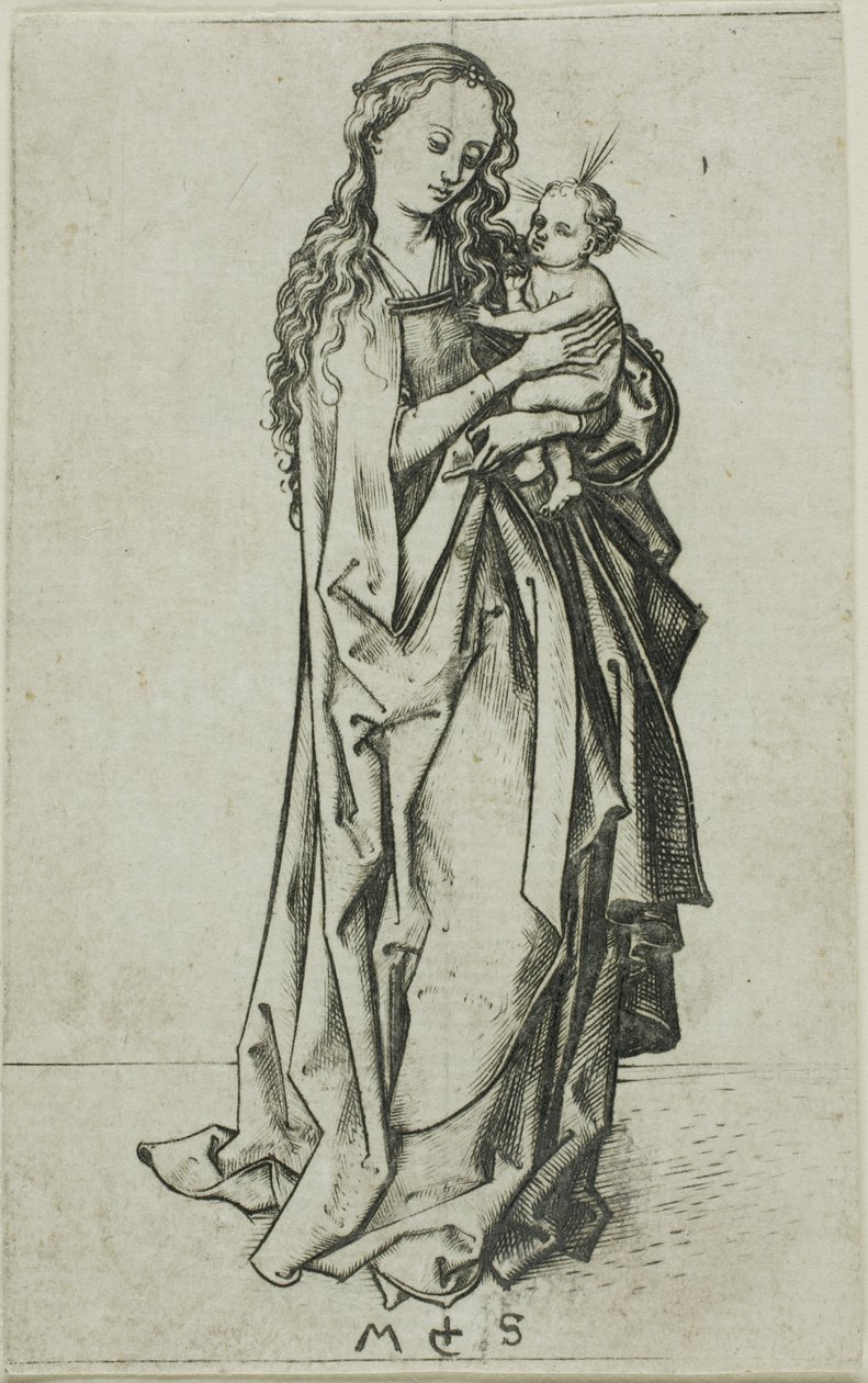 Ayakta Duran Küçük Madonna ve Çocuk by Martin Schongauer