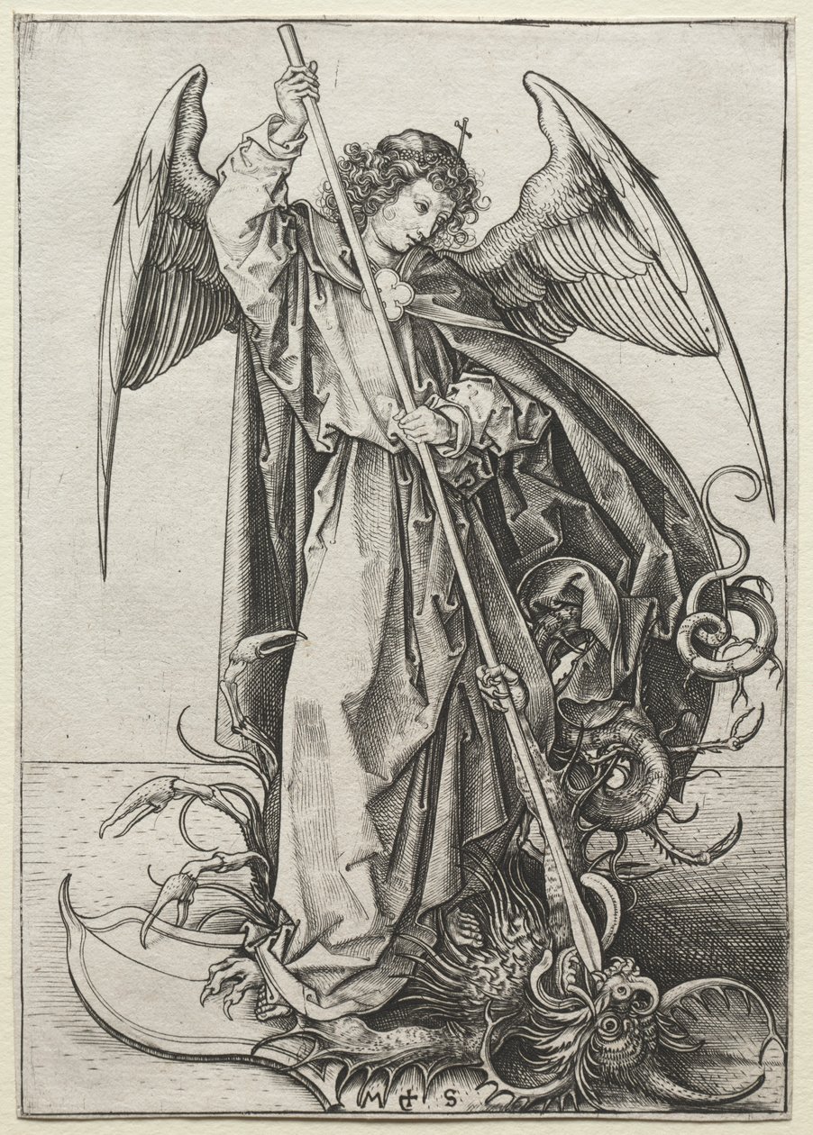 Başmelek Mikail Ejderhayı Deliyor by Martin Schongauer