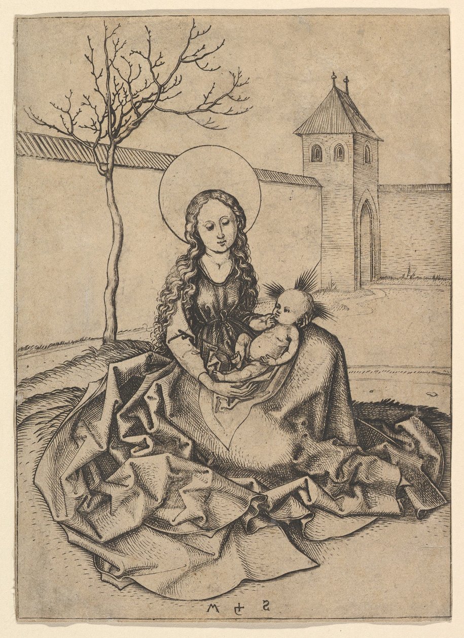Avludaki Madonna ve Çocuk, ca. 1435-1491. by Martin Schongauer