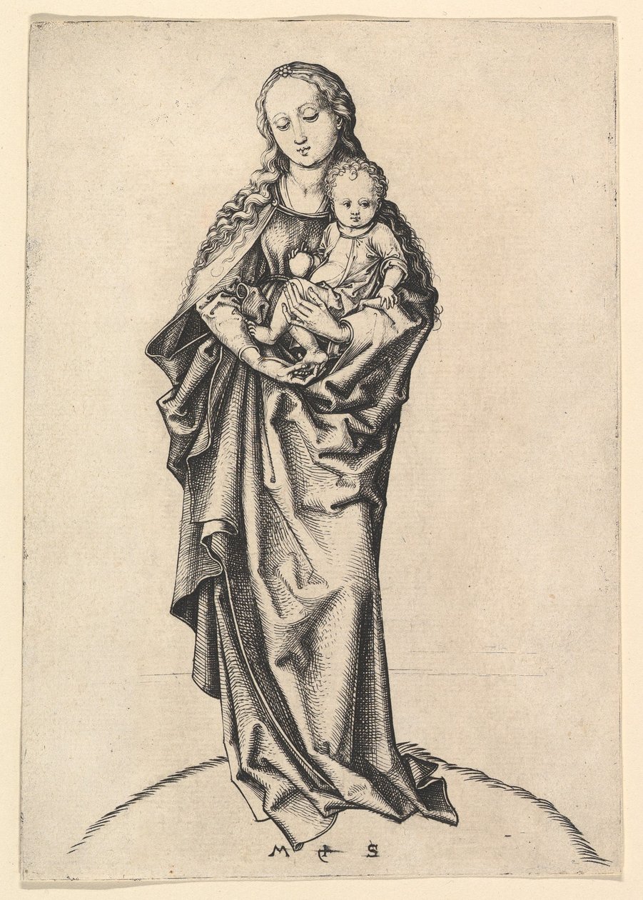 Elmalı Bakire ve Çocuk, yak. 1475. by Martin Schongauer