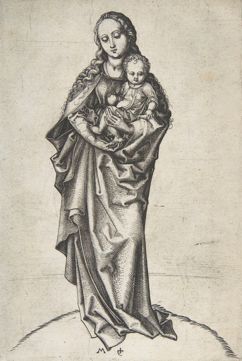Elmalı Bakire ve Çocuk, yak. 1475., yaklaşık 1475. by Martin Schongauer