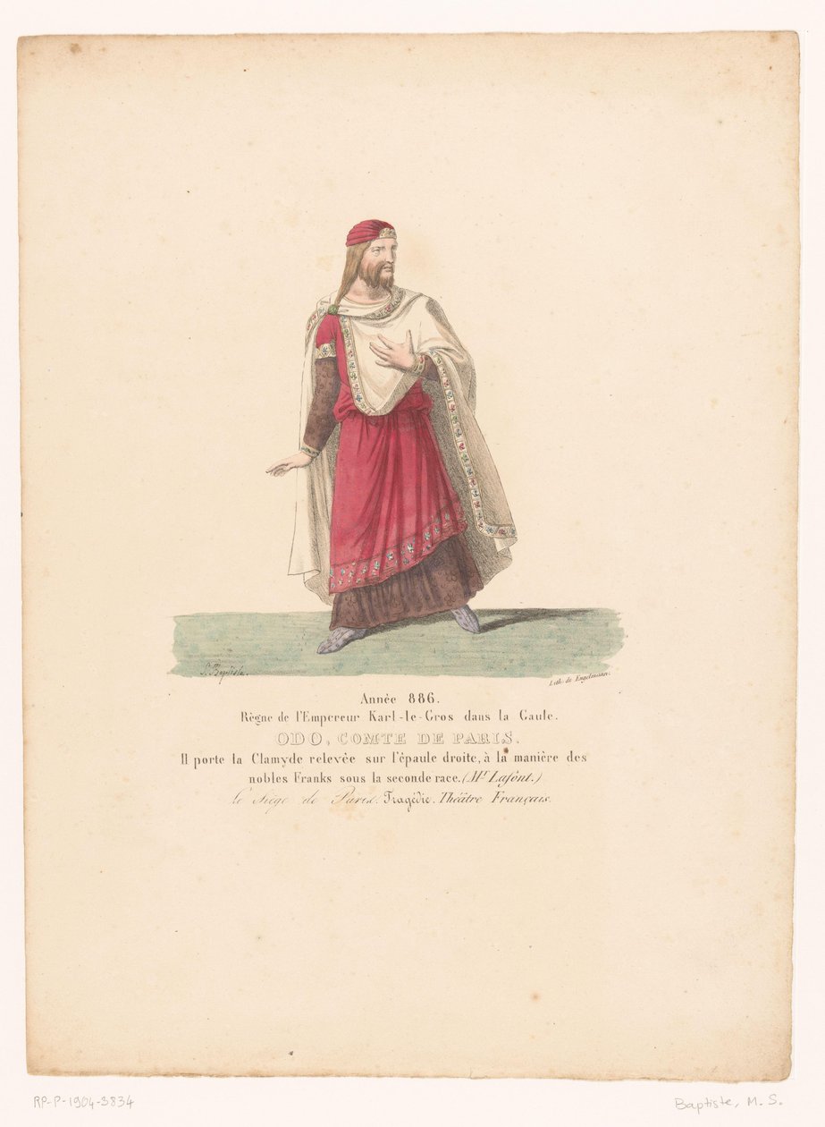 Kostuum van Odo I, koning van West-Francië uit de tragedie Paris Kuşatması Odo, Paris Kontu (nesne üzerindeki başlık) Theaterkostuums (dizi adı) Fransız Tiyatrosu: MM tarafından kostüm koleksiyonu. J. Alaux ve L. Duponchel
