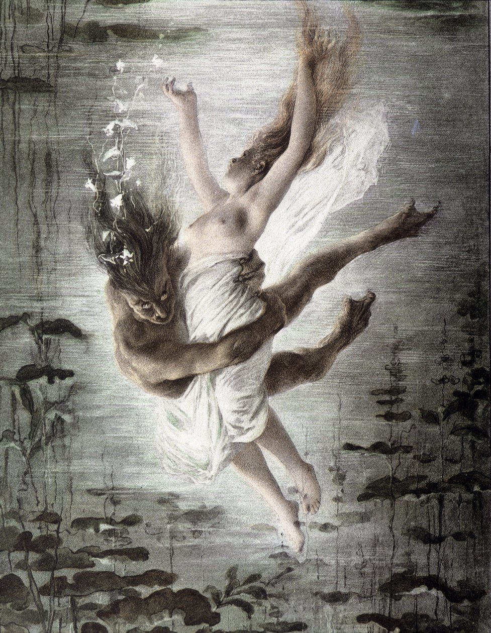 Genç bir kadını kaçıran deniz canavarı (14299 detayı), “” Allegorien””, Martin Gerlach, c. 1900. by Martin senior Gerlach