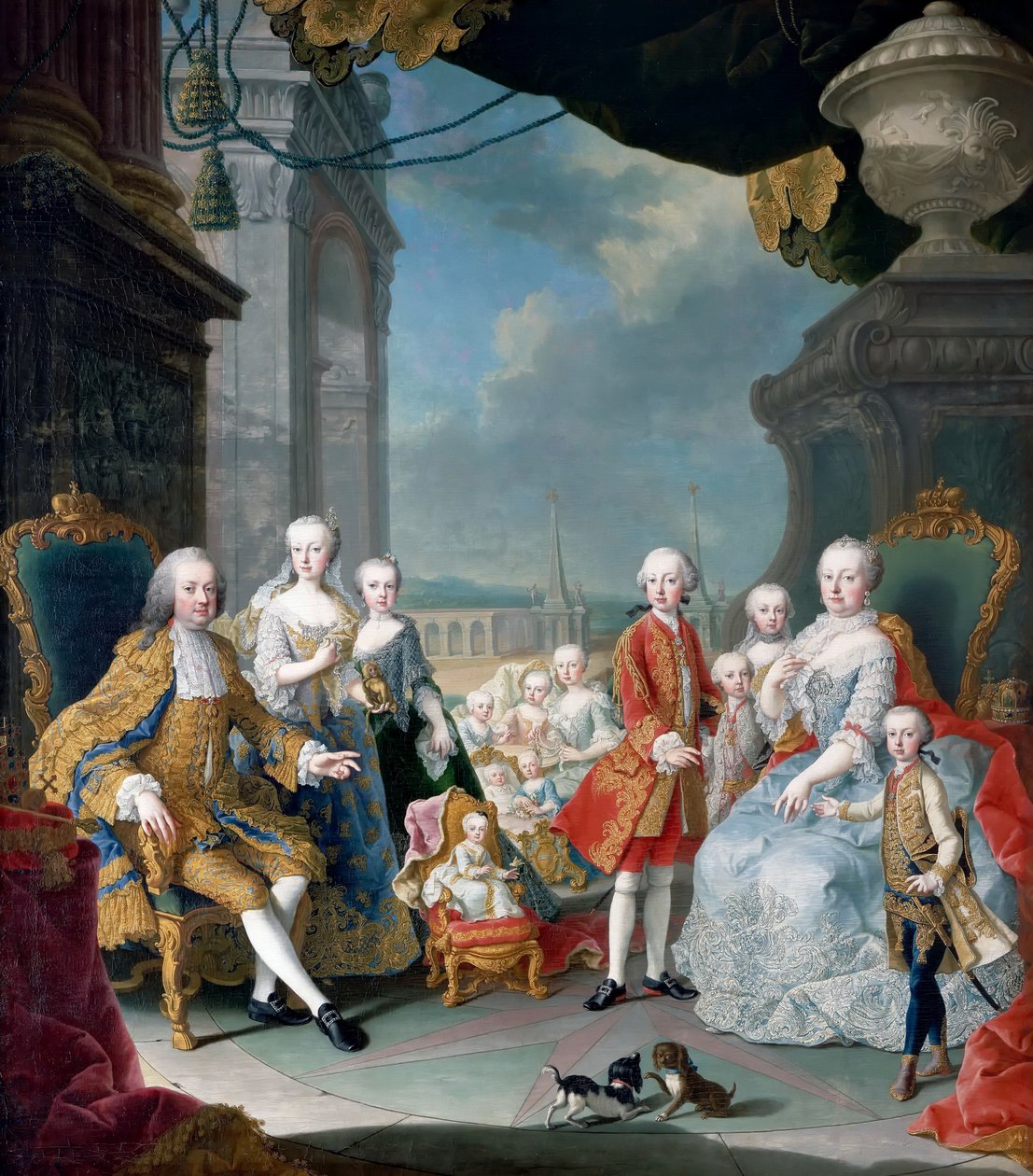 Avusturyalı Maria Theresia ve I. Francis, Çocukları ile by Martin van Meytens the Younger