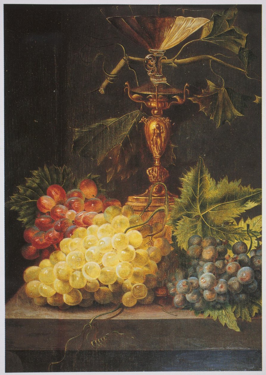 Kadeh ve üzüm salkımı ile natürmort kesme by Martina Adriana Maria van Toulon