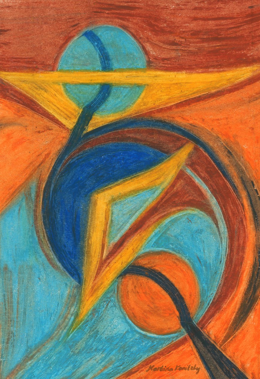 Kahverengi Turuncu Sarı Mavi Soyut by Martina Konitzky