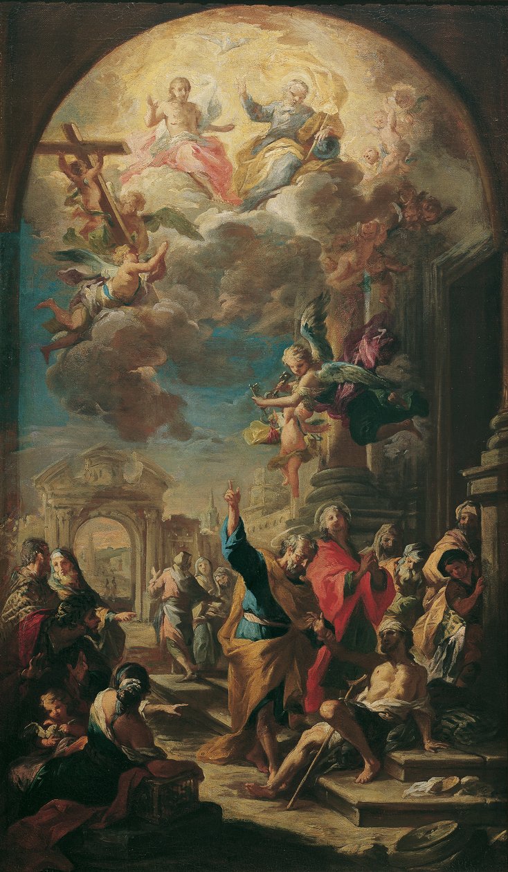 Havariler Petrus ve Yuhanna topal bir adamı iyileştiriyor by Martino Altomonte