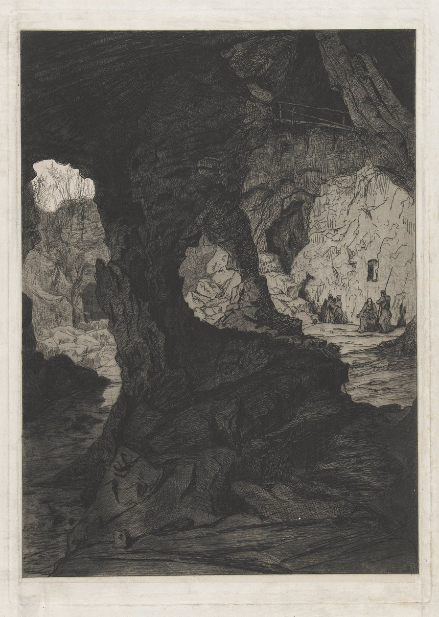 Bir mağara görünümü by Martinus Antonius Kuytenbrouwer jr.