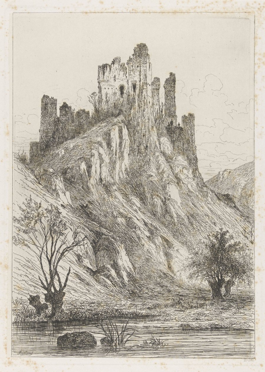 Montaigle kalesinin harabesi by Martinus Antonius Kuytenbrouwer jr.