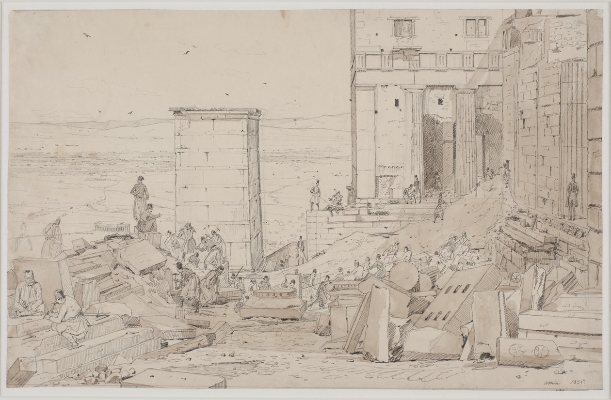 Propylaea önünde kazı by Martinus Rørbye