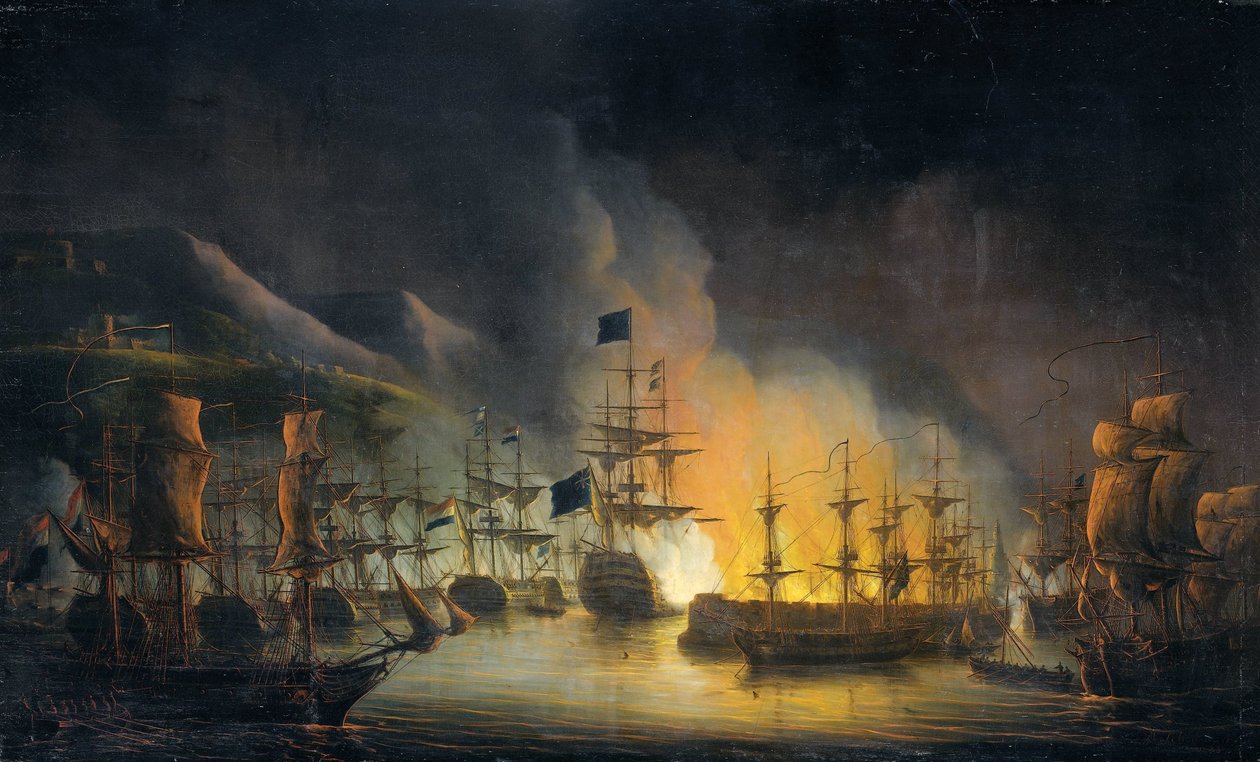 Cezayir Bombardımanı (26-27 Ağustos 1816) by Martinus Schouman (signed by artist)