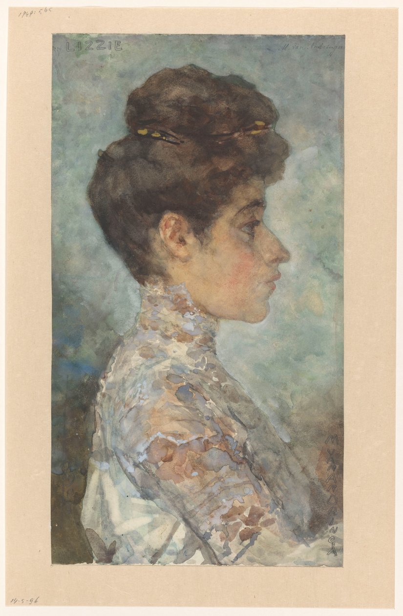 Sağdaki profilde Lizzy'nin portresi by Martinus van Andringa