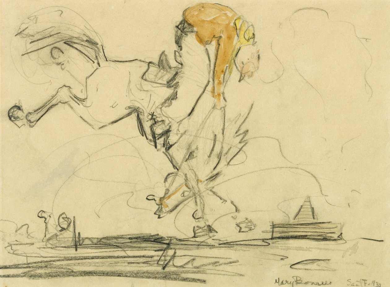 Bronco, 1931 (dokuma kağıt üzerine kurşun kalem ve tuvalet) by Mary Bonner