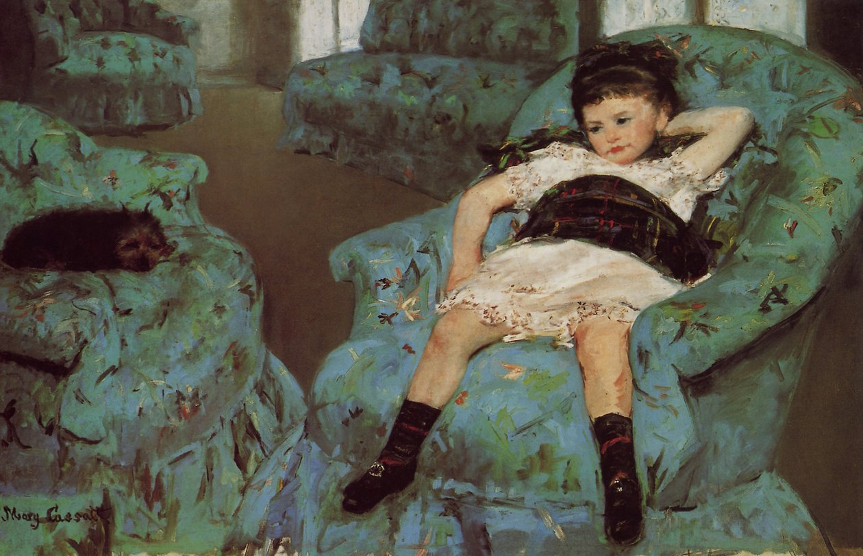 Mavi bir koltukta küçük kız by Mary Cassatt
