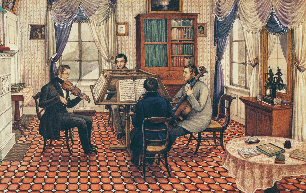 Anthony ve Yaylı Dörtlüsü Oynayan Üç Arkadaş by Mary Ellen Best