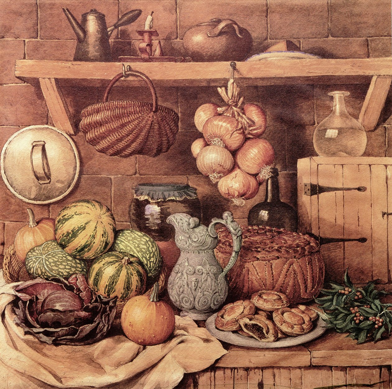 Noel yemeği ile natürmort by Mary Ellen Best