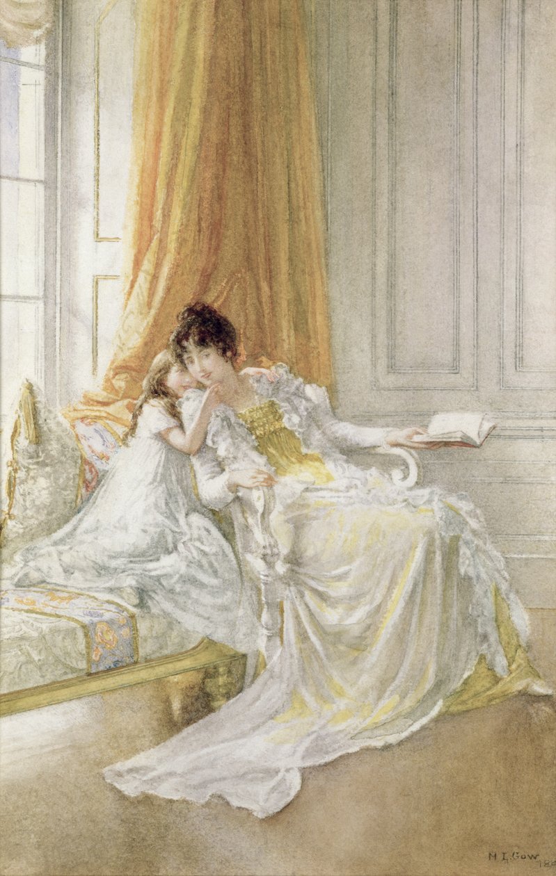 Anne ve Çocuk, 1864 (sulu boya) by Mary L. Gow