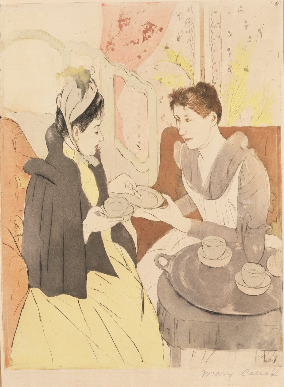 İkindi Çayı Partisi, 1891 (dokuma kağıt üzerinde kuru nokta ve aquatint) by Mary Cassatt