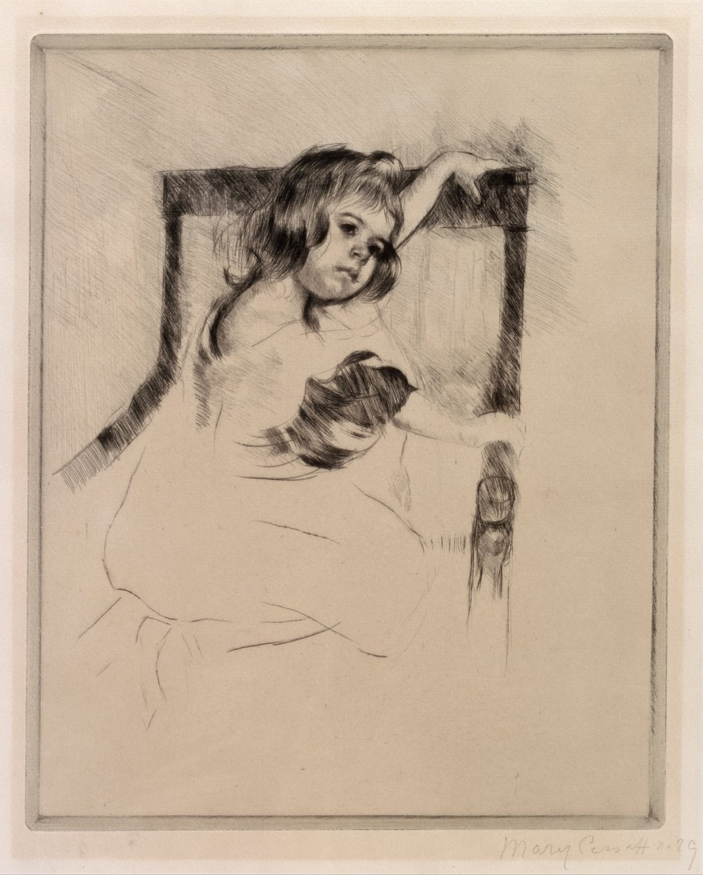 Koltukta Diz çökmek by Mary Cassatt