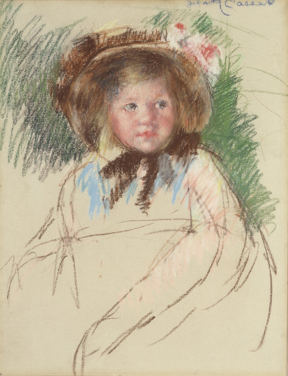 Sara, Çenesinin Altında Bağlanmış Karanlık Bone, C.1901 by Mary Cassatt
