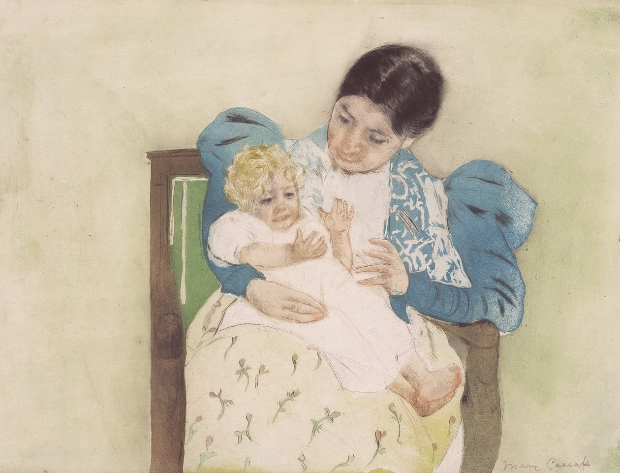 Çıplak Ayaklı Çocuk, c.1896 (renkli kuru nokta ve aquatint) by Mary Cassatt