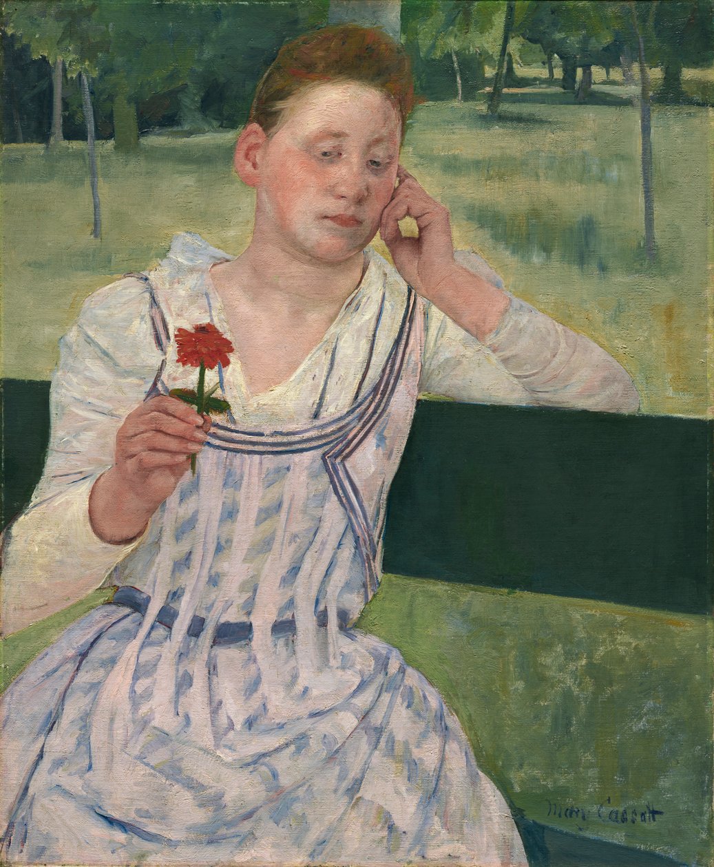 Kırmızı Zinnialı Kadın, 1891 by Mary Cassatt