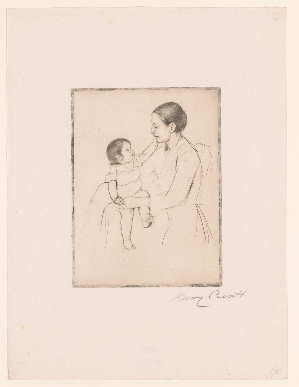 Okşama Okşama Mêre et enfant by Mary Cassatt (signed by artist)