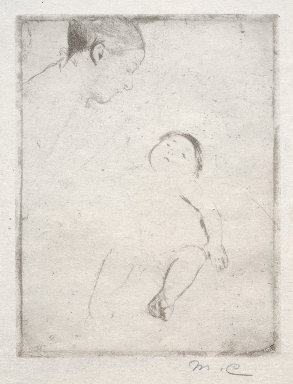 Annesinin Kucağında Yatan Bill, c. 1889. by Mary Cassatt