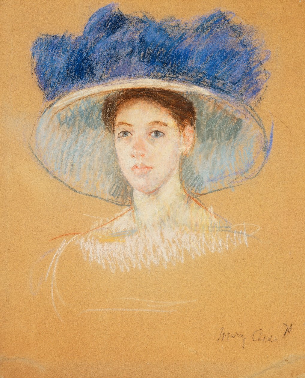 Büyük Şapkalı Kadın Başı, 1909 dolayları by Mary Cassatt