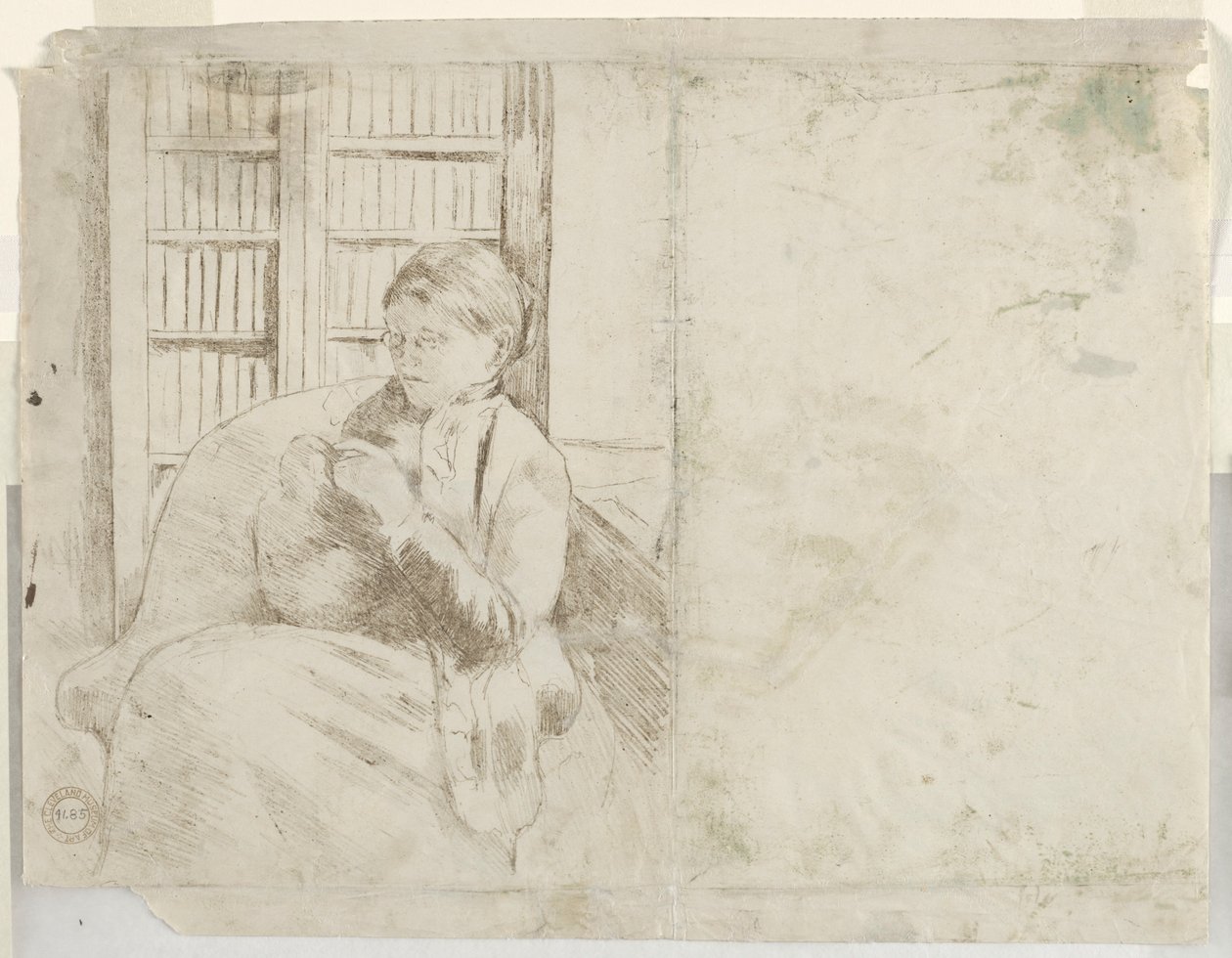 Kütüphanede Örgü örmek, c. 1881. by Mary Cassatt