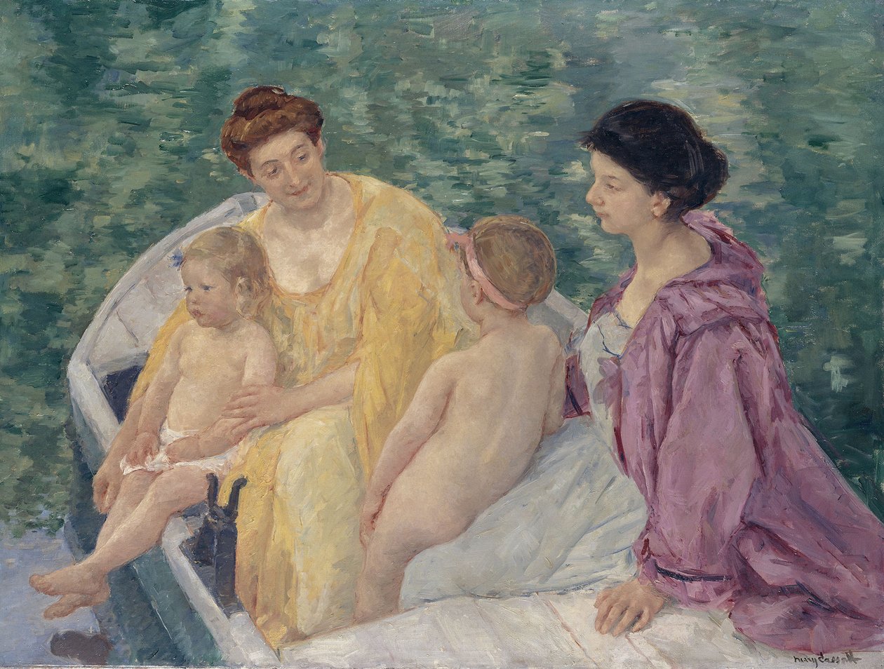 Le Bain Bir teknede iki anne ve çocukları by Mary Cassatt