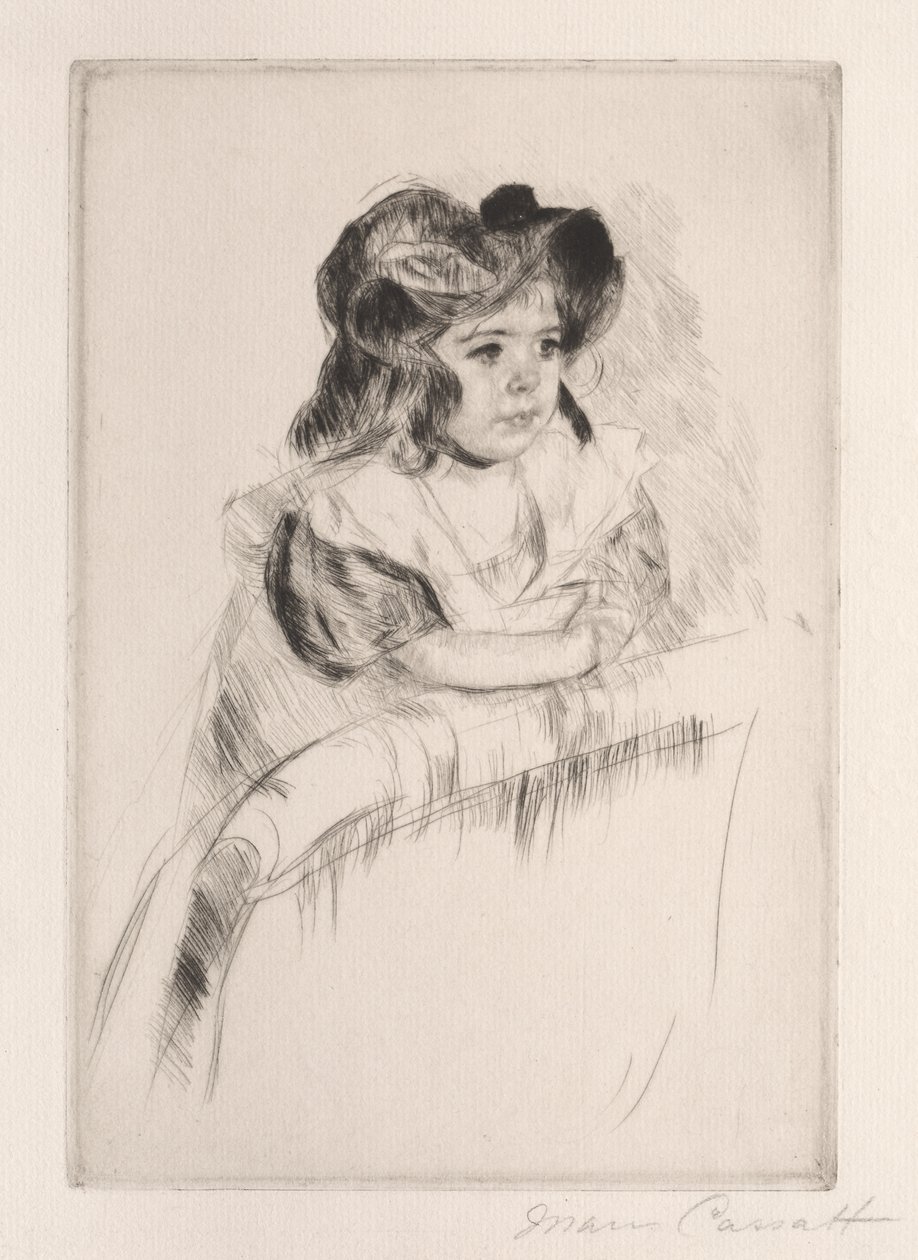 Margot, Kolları Koltuğun Arkasında Dinleyen, c. 1903. by Mary Cassatt