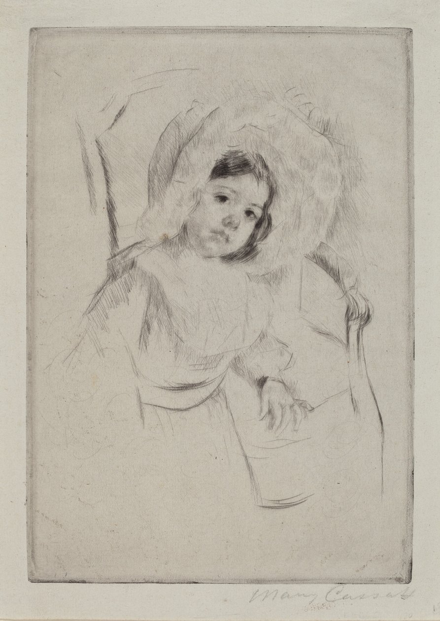 Bir Sandalyeye Yaslanmış Disket Başlıklı Margot, c. 1902. by Mary Cassatt