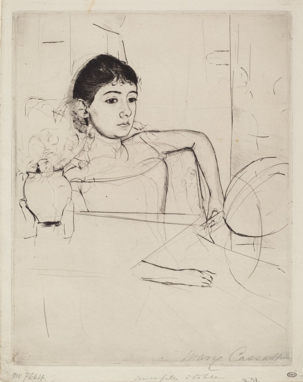 Bir Esmer Olarak Mimi, c. 1889. by Mary Cassatt