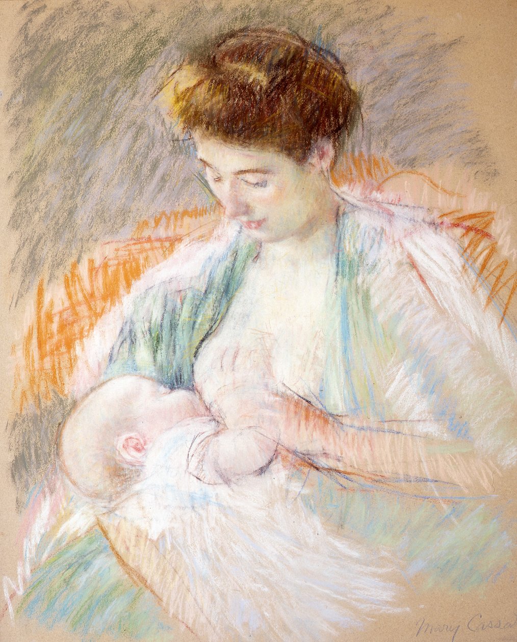 Çocuğunu Emdiren Anne Gül, 1900 dolayları (kağıt üzerinde pastel) by Mary Cassatt