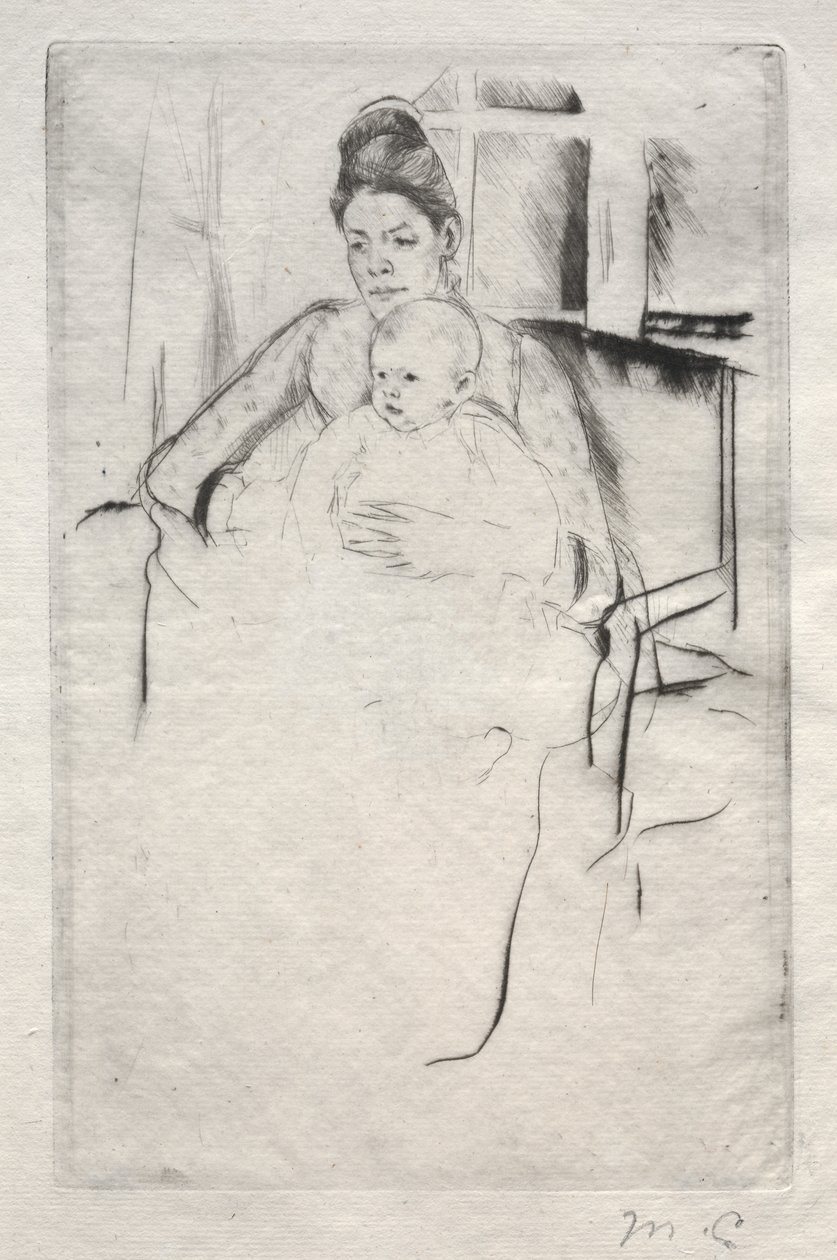 Bayan Gardner Cassatt ve Pencerenin Yanında Oturan Bebeği, c. 1887. by Mary Cassatt