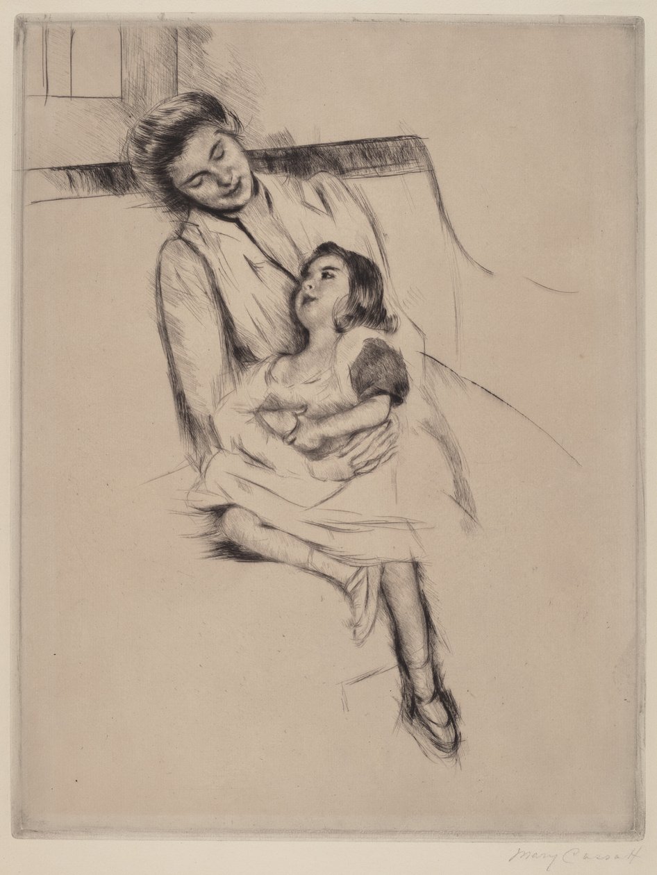 2 Nolu Bir Kanepede Oturan Reine ve Margot, c. 1902. by Mary Cassatt