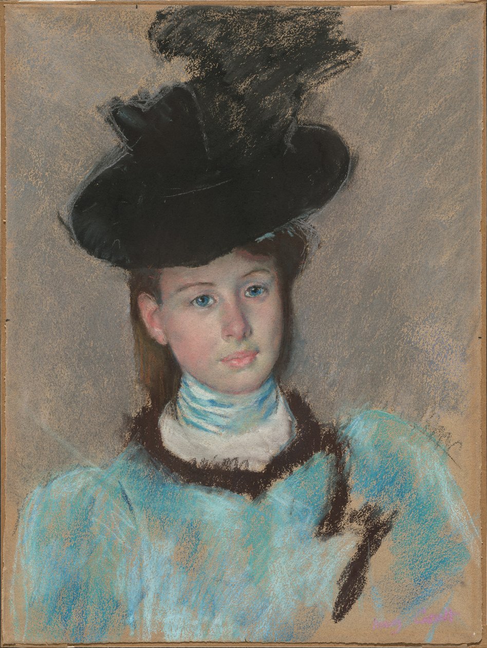 siyah şapka by Mary Cassatt