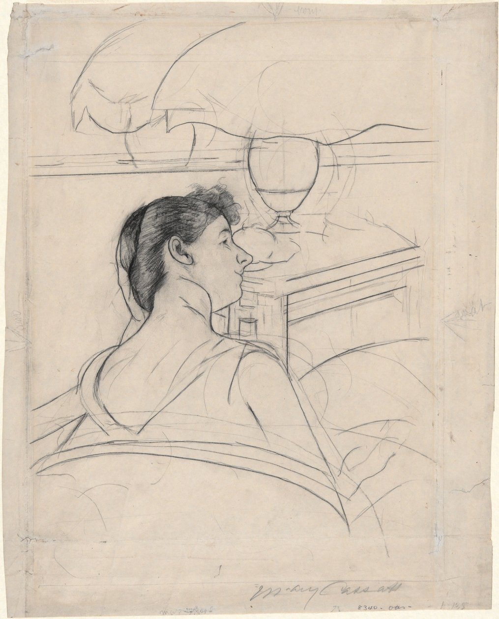 kadın ve lamba by Mary Cassatt