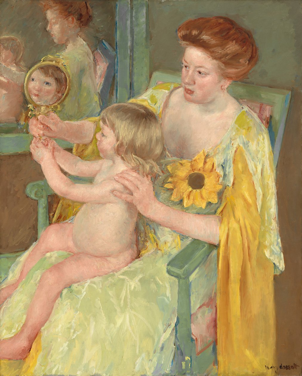 Ayçiçeği olan kadın by Mary Cassatt
