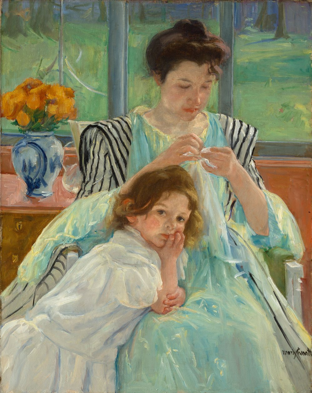 Genç Anne Dikişi, 1900 by Mary Cassatt