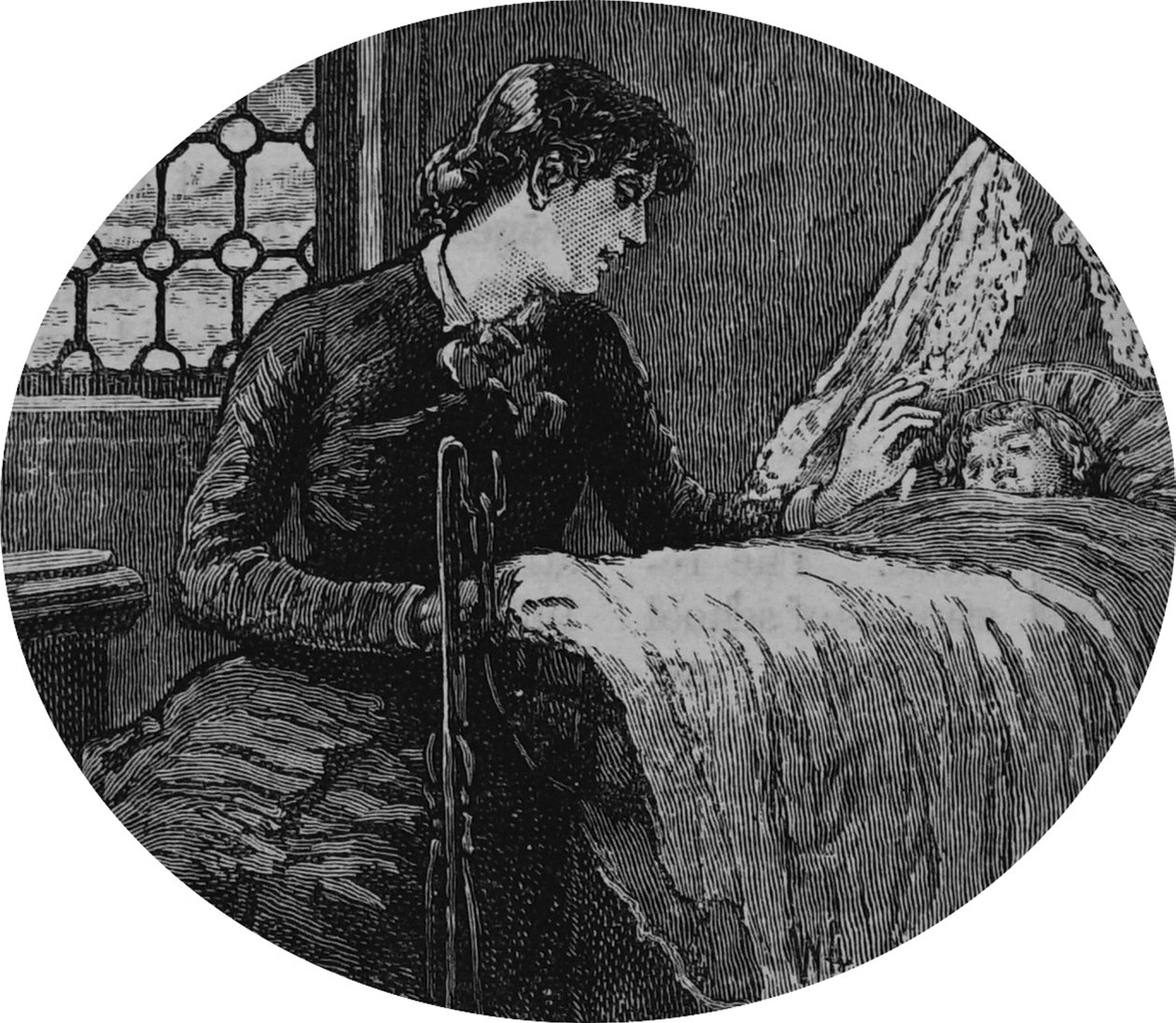 Uyuyan çocuğunu kontrol eden bir anne by Mary Ellen Edwards