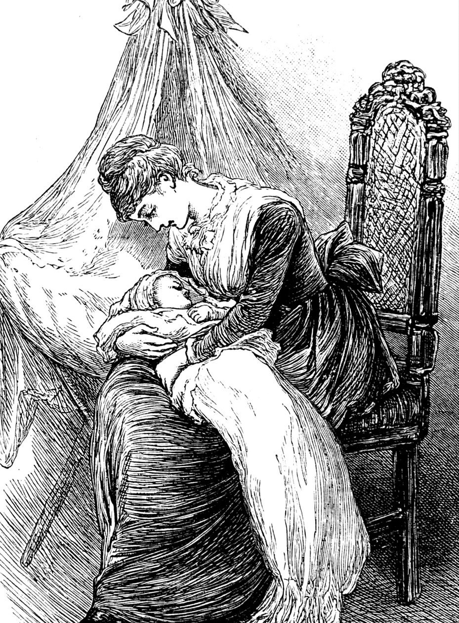Çocuğunu kucaklayan genç bir anne by Mary Ellen Edwards