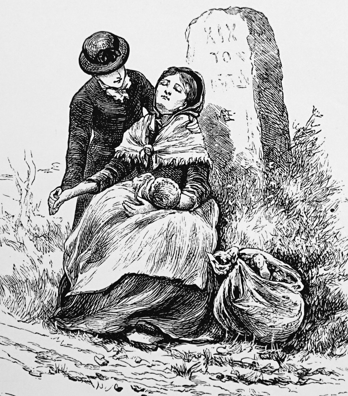 Evlenmemiş bir anne ve bebeği yol kenarında bitkin halde bulundu by Mary Ellen Edwards