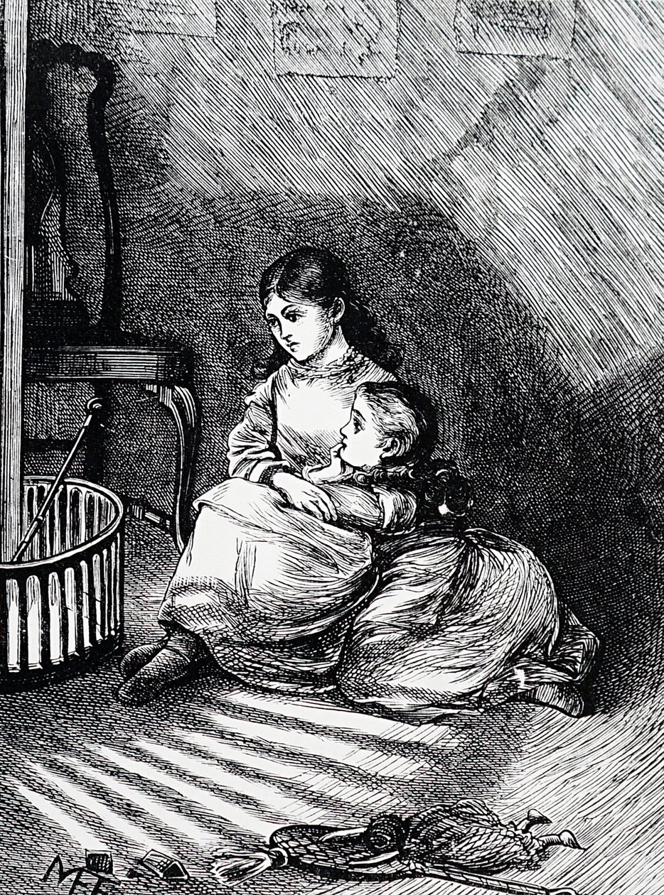 Şöminenin yanında oturan çocuklar by Mary Ellen Edwards